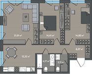 Планировка 3-комнатной квартиры, 77,89 м2