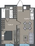 Планировка 1-комнатной квартиры, 35,67 м2