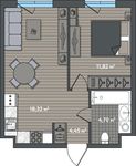 Планировка 1-комнатной квартиры, 39,29 м2