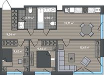 Планировка 3-комнатной квартиры, 68,49 м2