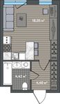 Планировка квартиры студии, 26,87 м2
