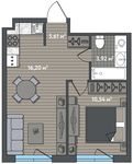 Планировка 1-комнатной квартиры, 36,27 м2