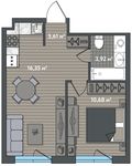 Планировка 1-комнатной квартиры, 36,56 м2