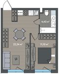 Планировка 1-комнатной квартиры, 37,77 м2
