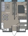 Планировка 1-комнатной квартиры, 36,84 м2