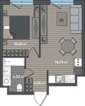 Планировка 1-комнатной квартиры, 35,27 м2