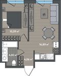 Планировка 1-комнатной квартиры, 35,56 м2