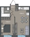 Планировка 1-комнатной квартиры, 37,13 м2