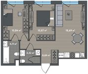 Планировка 2-комнатной квартиры, 54,47 м2