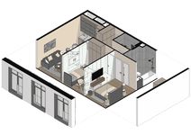 Планировка 2-комнатной квартиры, 54,59 м2
