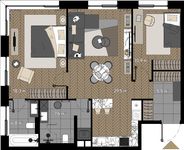 Планировка 3-комнатной квартиры, 76,06 м2