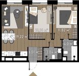Планировка 2-комнатной квартиры, 56,2 м2