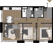 Планировка 3-комнатной квартиры, 67,2 м2