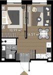 Планировка 1-комнатной квартиры, 36,86 м2