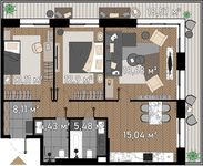 Планировка 3-комнатной квартиры, 79,05 м2