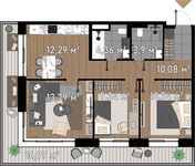 Планировка 3-комнатной квартиры, 65,8 м2