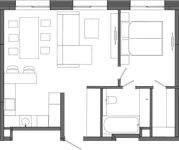 Планировка 1-комнатной квартиры, 55,2 м2