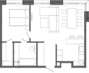 Планировка 1-комнатной квартиры, 56,41 м2