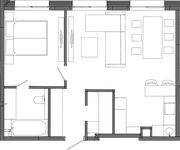 Планировка 1-комнатной квартиры, 56,03 м2