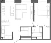 Планировка 1-комнатной квартиры, 55 м2