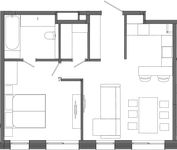 Планировка 1-комнатной квартиры, 55,75 м2