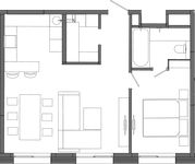 Планировка 1-комнатной квартиры, 55,26 м2