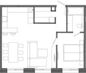 Планировка 1-комнатной квартиры, 57,18 м2