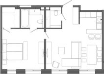 Планировка 1-комнатной квартиры, 67,1 м2