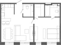 Планировка 1-комнатной квартиры, 64,59 м2