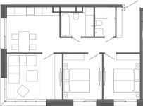Планировка 3-комнатной квартиры, 65,58 м2