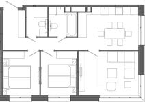 Планировка 3-комнатной квартиры, 68,23 м2