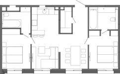 Планировка 2-комнатной квартиры, 76,65 м2