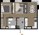 Планировка 1-комнатной квартиры, 58,1 м2