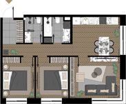 Планировка 3-комнатной квартиры, 67,84 м2