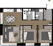 Планировка 3-комнатной квартиры, 64,76 м2