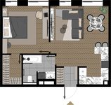 Планировка 1-комнатной квартиры, 56,48 м2