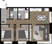 Планировка 3-комнатной квартиры, 66,64 м2