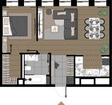 Планировка 1-комнатной квартиры, 55,7 м2