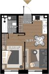 Планировка 1-комнатной квартиры, 35,87 м2