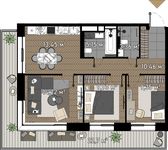 Планировка 3-комнатной квартиры, 67,22 м2