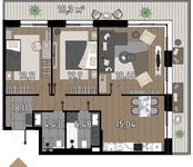Планировка 3-комнатной квартиры, 80,3 м2