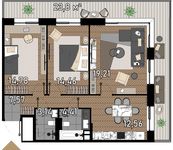 Планировка 3-комнатной квартиры, 77,43 м2