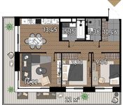Планировка 3-комнатной квартиры, 67,22 м2