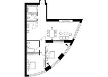 Планировка 2-комнатной квартиры, 128,5 м2
