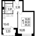 Планировка 3-комнатной квартиры, 84,9 м2