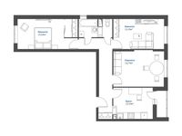 Планировка 3-комнатной квартиры, 72,19 м2
