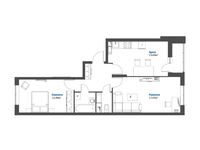 Планировка 2-комнатной квартиры, 55,57 м2