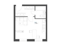 Планировка квартиры студии, 26,07 м2