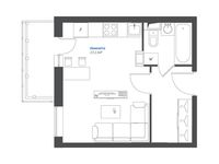 Планировка квартиры студии, 26,65 м2