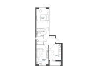 Планировка 2-комнатной квартиры, 54,83 м2